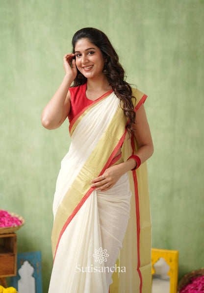 Dhiyona SS Golden Edge Classic Mul Saree