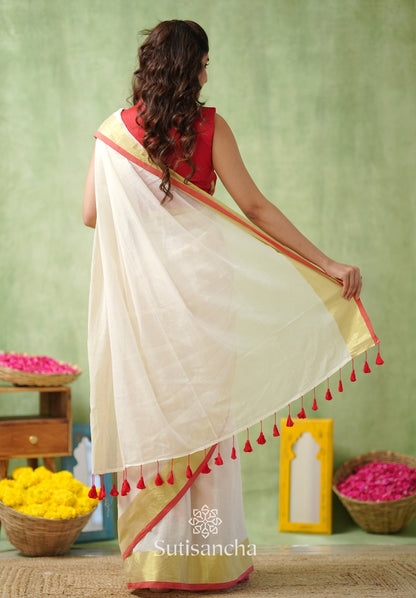 Dhiyona SS Golden Edge Classic Mul Saree