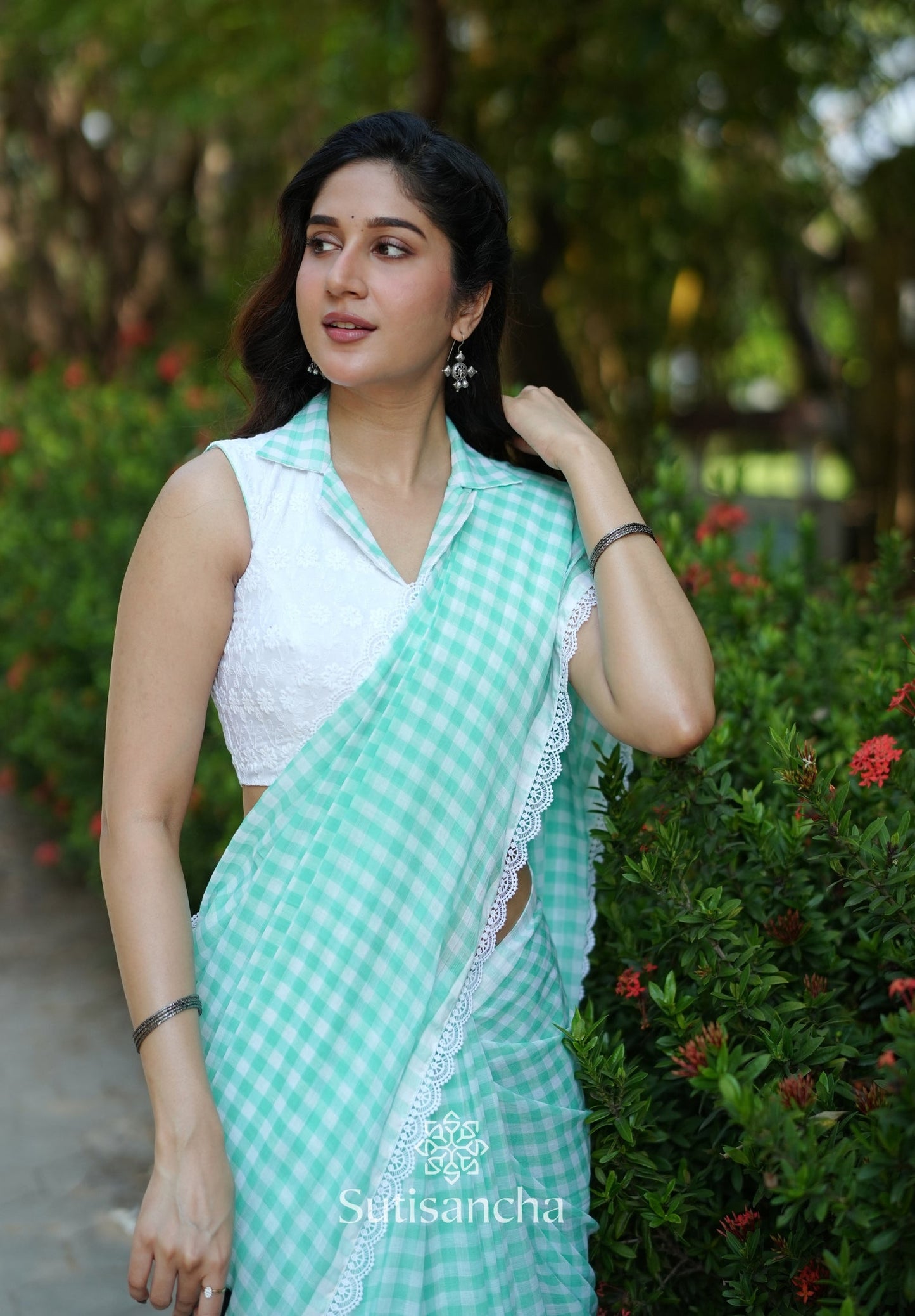 Dhiyona SS Summer Gingham Mul Cotton Saree
