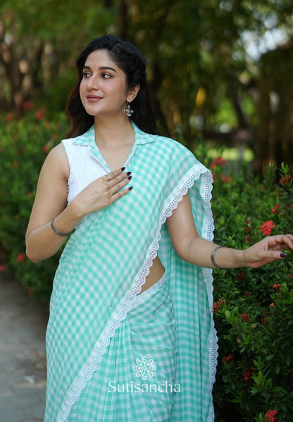 Dhiyona SS Summer Gingham Mul Cotton Saree