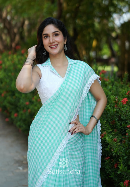 Dhiyona SS Summer Gingham Mul Cotton Saree