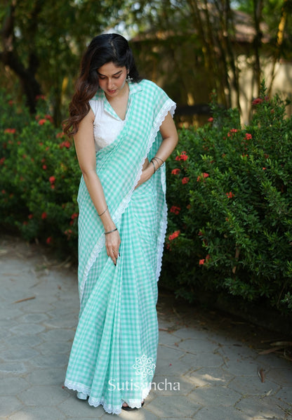 Dhiyona SS Summer Gingham Mul Cotton Saree