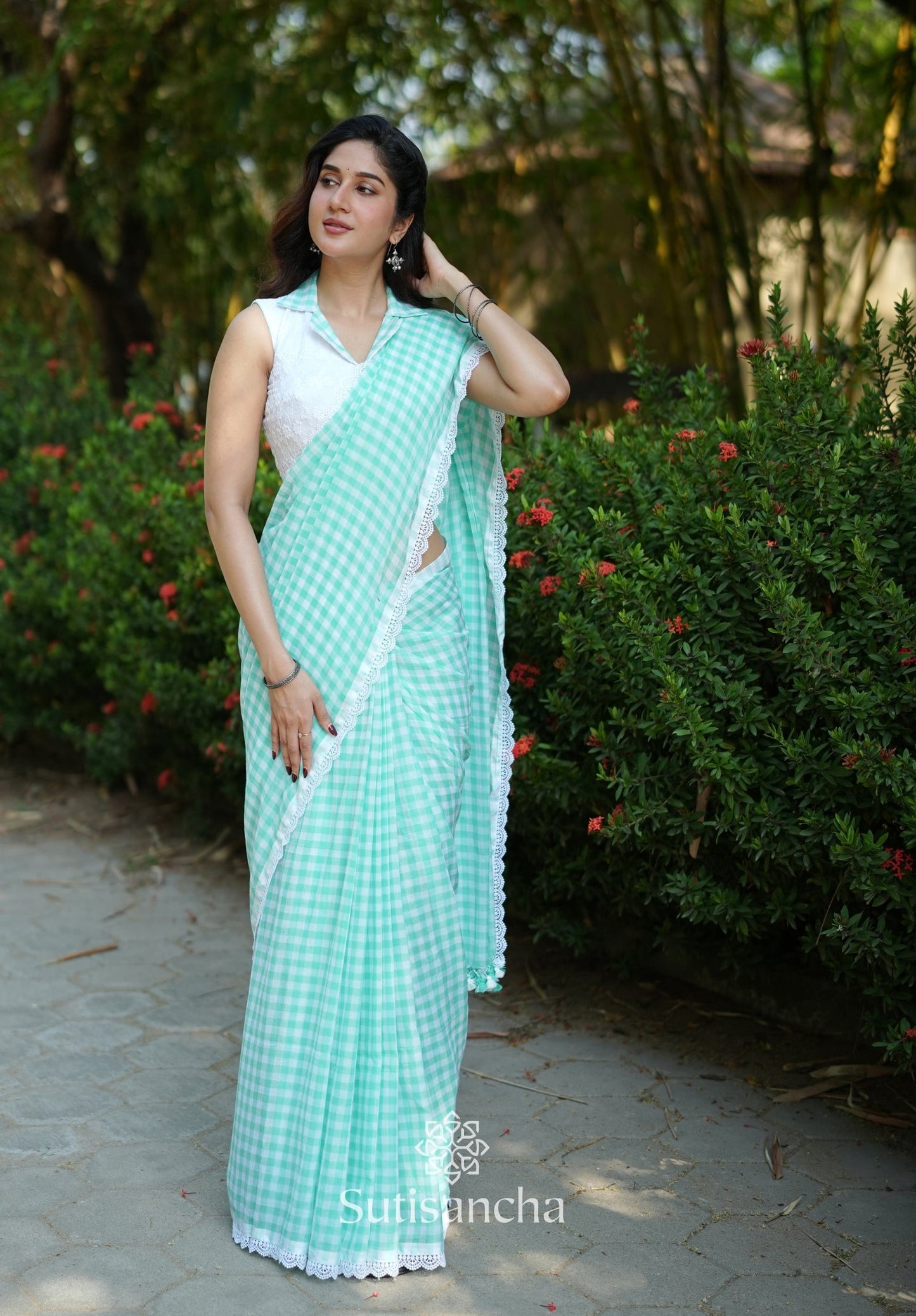 Dhiyona SS Summer Gingham Mul Cotton Saree