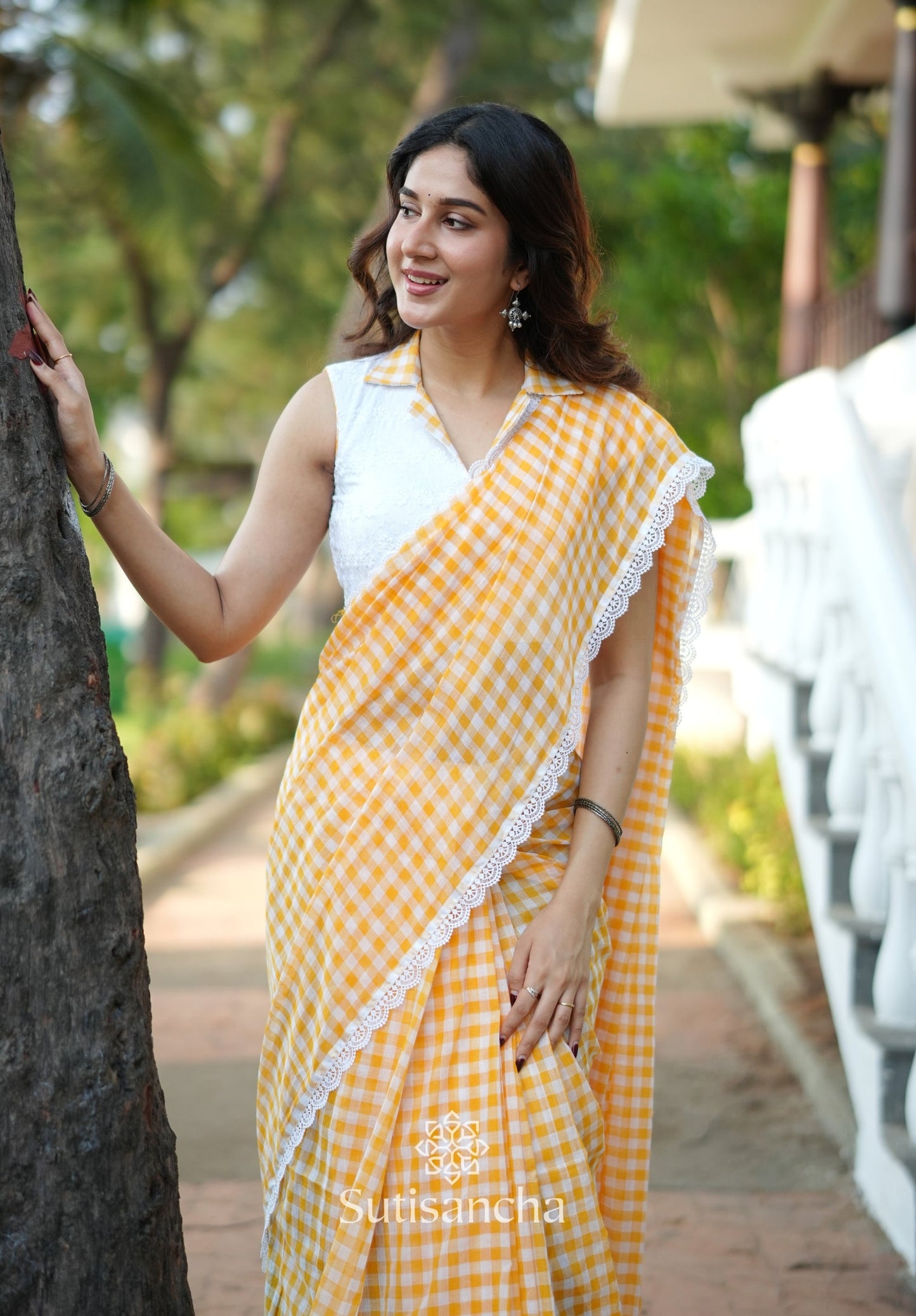 Dhiyona SS Summer Gingham Mul Cotton Saree