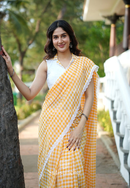 Dhiyona SS Summer Gingham Mul Cotton Saree