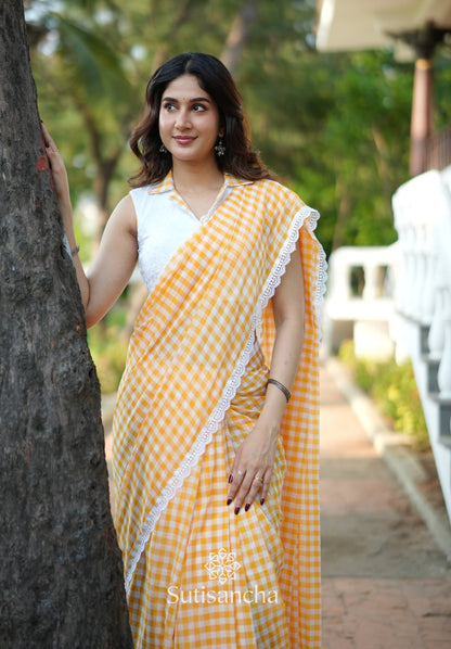 Dhiyona SS Summer Gingham Mul Cotton Saree