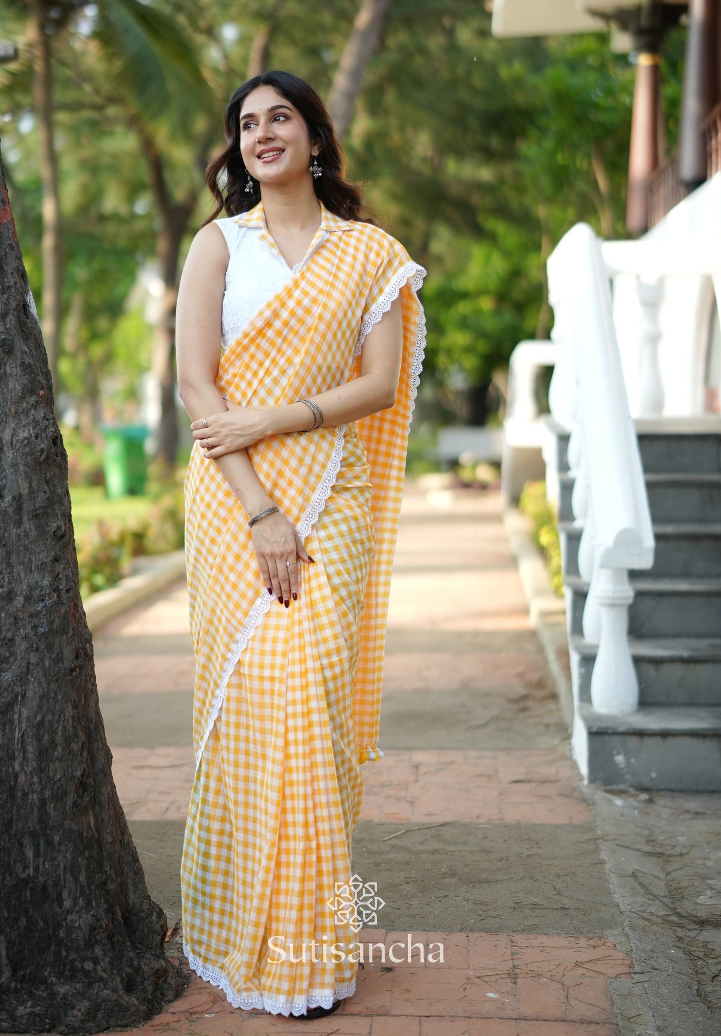 Dhiyona SS Summer Gingham Mul Cotton Saree
