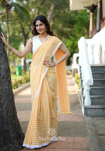 Dhiyona SS Summer Gingham Mul Cotton Saree