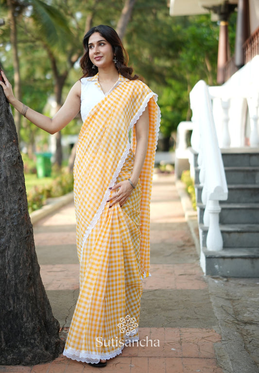 Dhiyona SS Summer Gingham Mul Cotton Saree