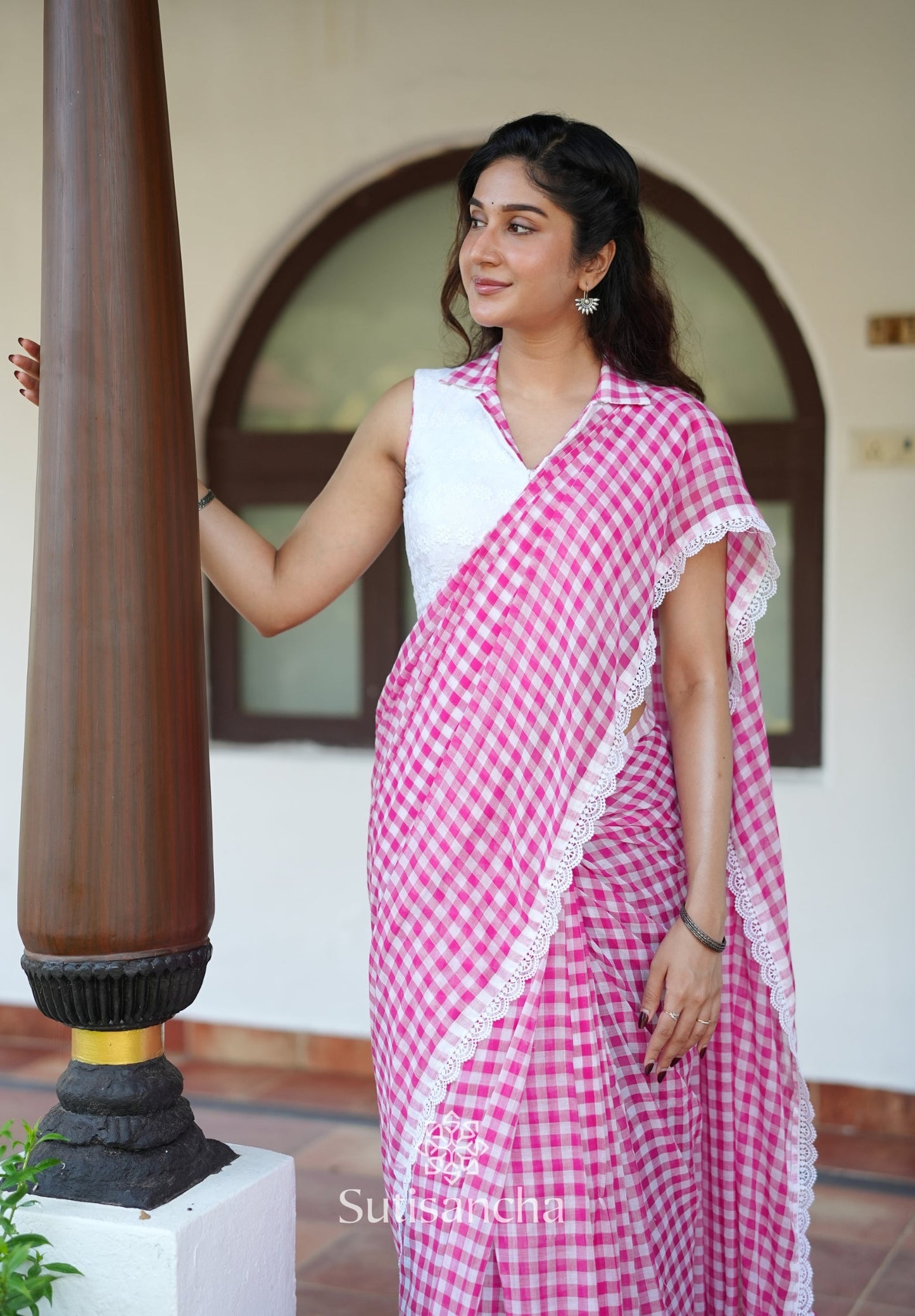 Dhiyona SS Summer Gingham Mul Cotton Saree