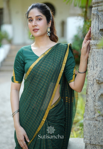 Dhiyona SS Golden Grid Classic Mul Cotton Saree