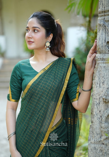 Dhiyona SS Golden Grid Classic Mul Cotton Saree