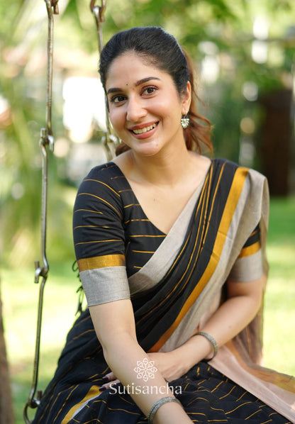 Dhiyona SS Midnight Gleam Mul Cotton Saree