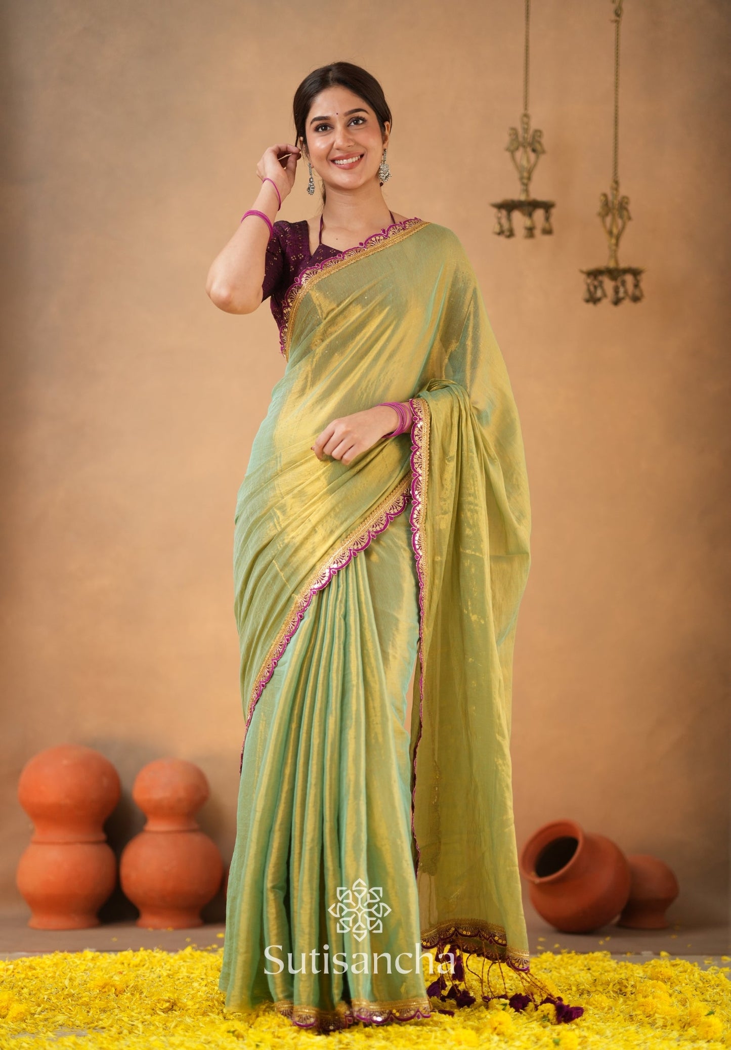 Dhiyona SS The Luxe Gleam Tissue Cotton Saree