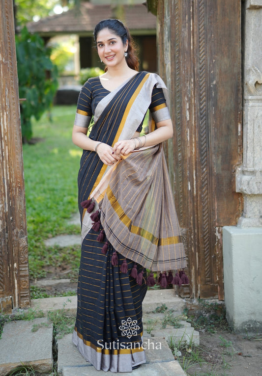 Dhiyona SS Midnight Gleam Mul Cotton Saree