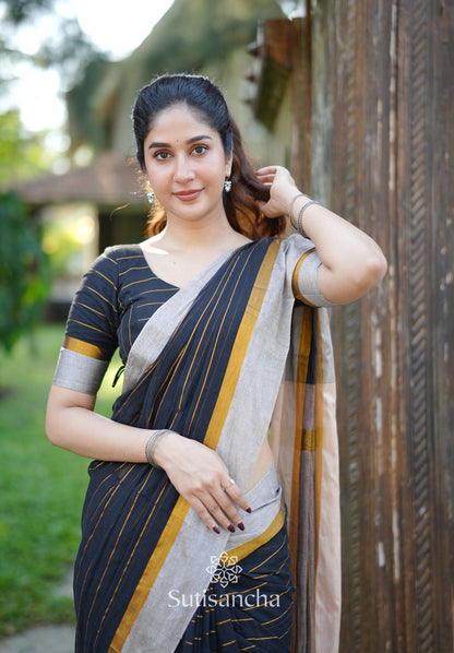 Dhiyona SS Midnight Gleam Mul Cotton Saree