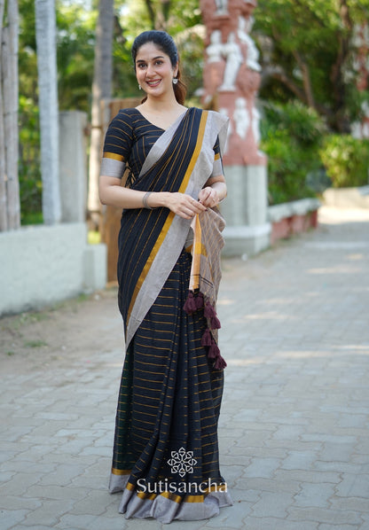 Dhiyona SS Midnight Gleam Mul Cotton Saree