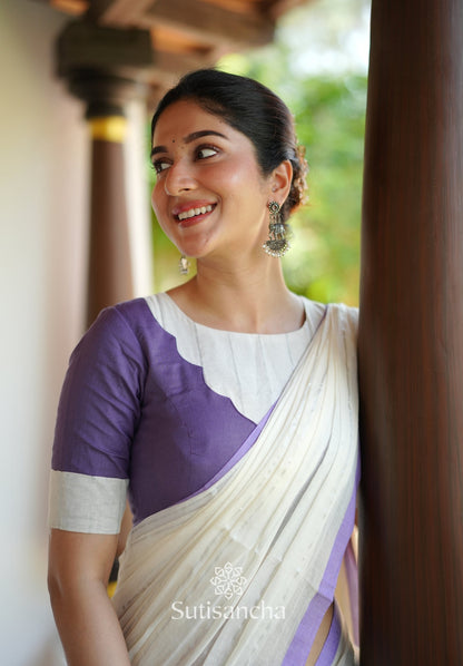 Dhiyona SS Lavender Mist Mul Cotton Saree