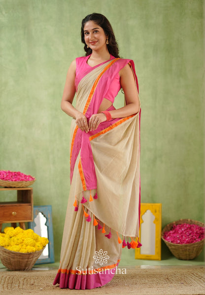 Dhiyona SS Pink Poise Pure Cotton Saree
