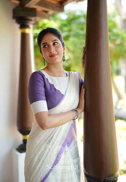 Dhiyona SS Lavender Mist Mul Cotton Saree