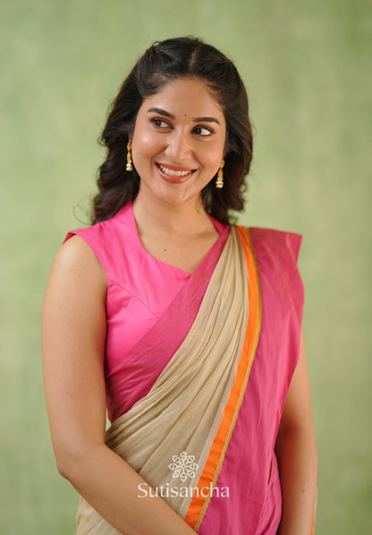Dhiyona SS Pink Poise Pure Cotton Saree