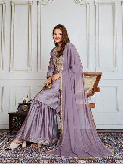 Dhiyona PD Women Women Ethnic Motifs Embroidered Kurta & Sharara With Dupatta