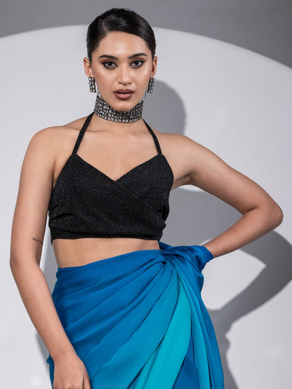 Dhiyona ST Stretchy Knit Black Halter Blouse