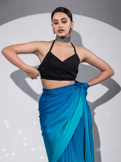Dhiyona ST Stretchy Knit Black Halter Blouse