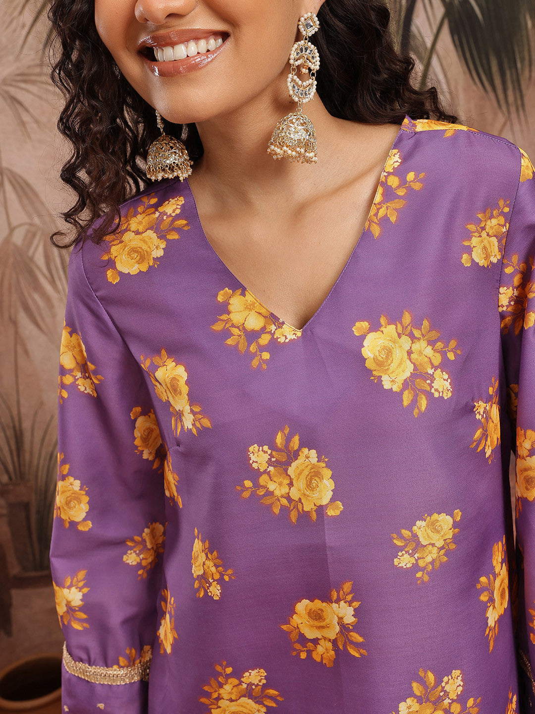 Floral Printed Regular Kurta with Trousers