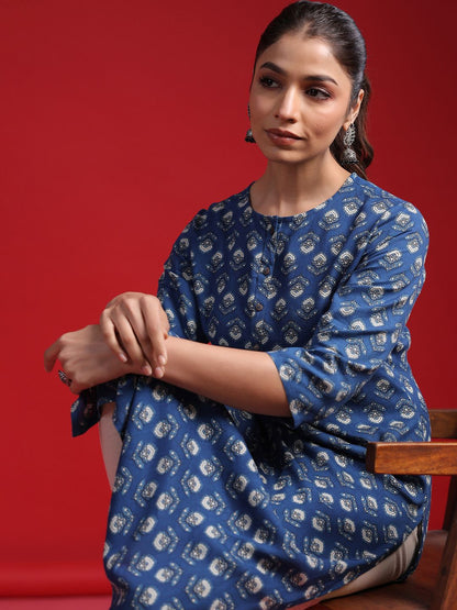 Dhiyona IE Women Geometric Printed Thread Work Kurta