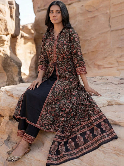 Women Paisley Printed Regular Pure Cotton Kurta with Trousers & With Dupatta