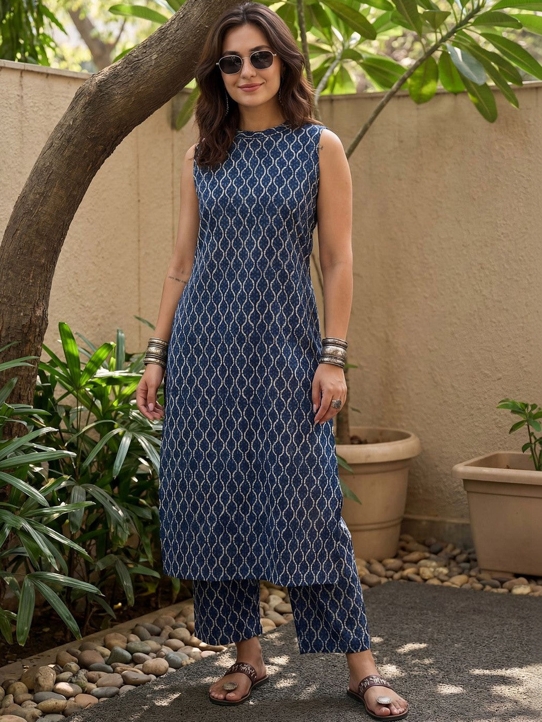 Women Printed Regular Pure Cotton Kurta with Palazzos