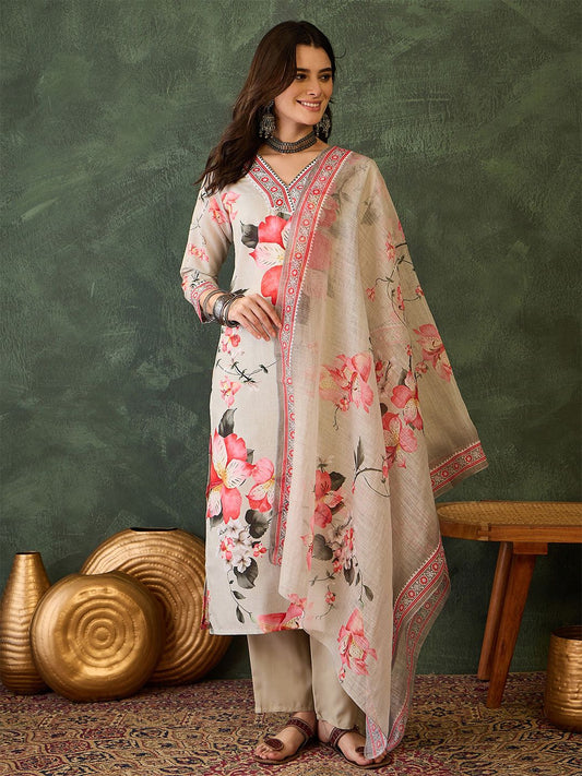 Dhiyona KL Women Printed Straight Kurta Set