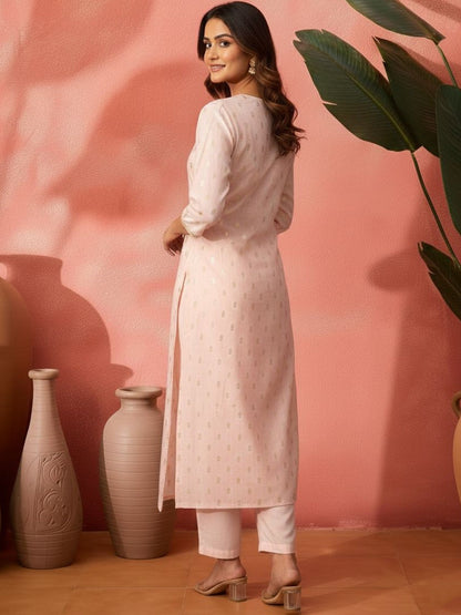 Printed V-Neck Kurta & Trousers