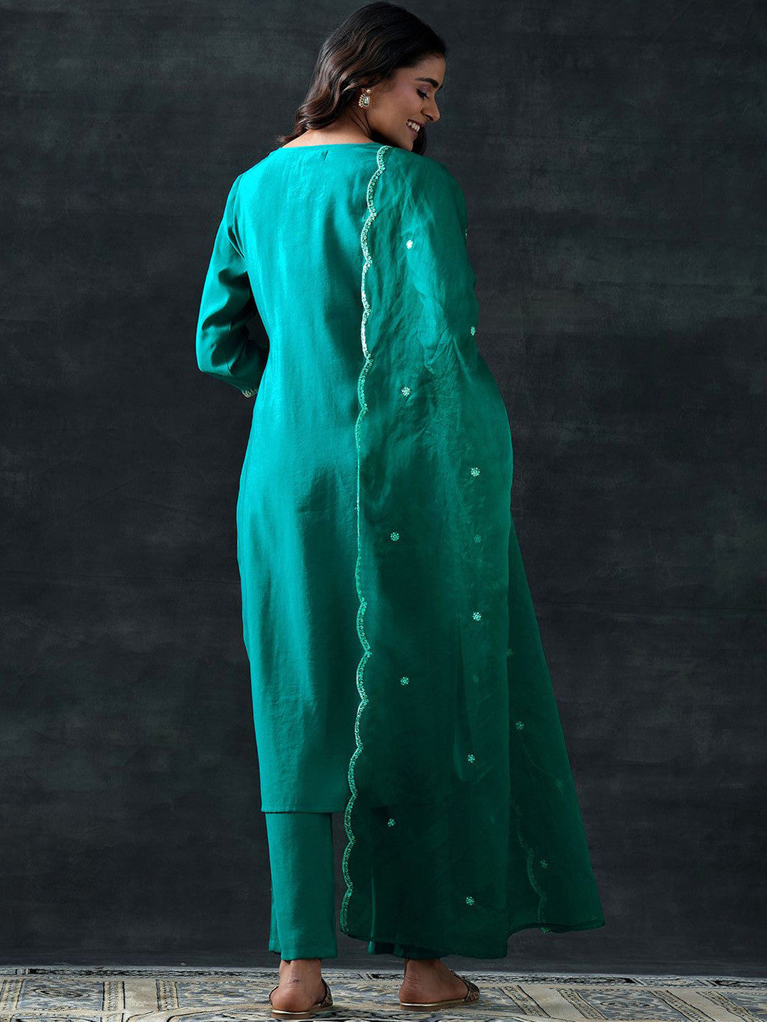 Women Ethnic Motifs Yoke Design Regular Kurta with Trousers & Dupatta