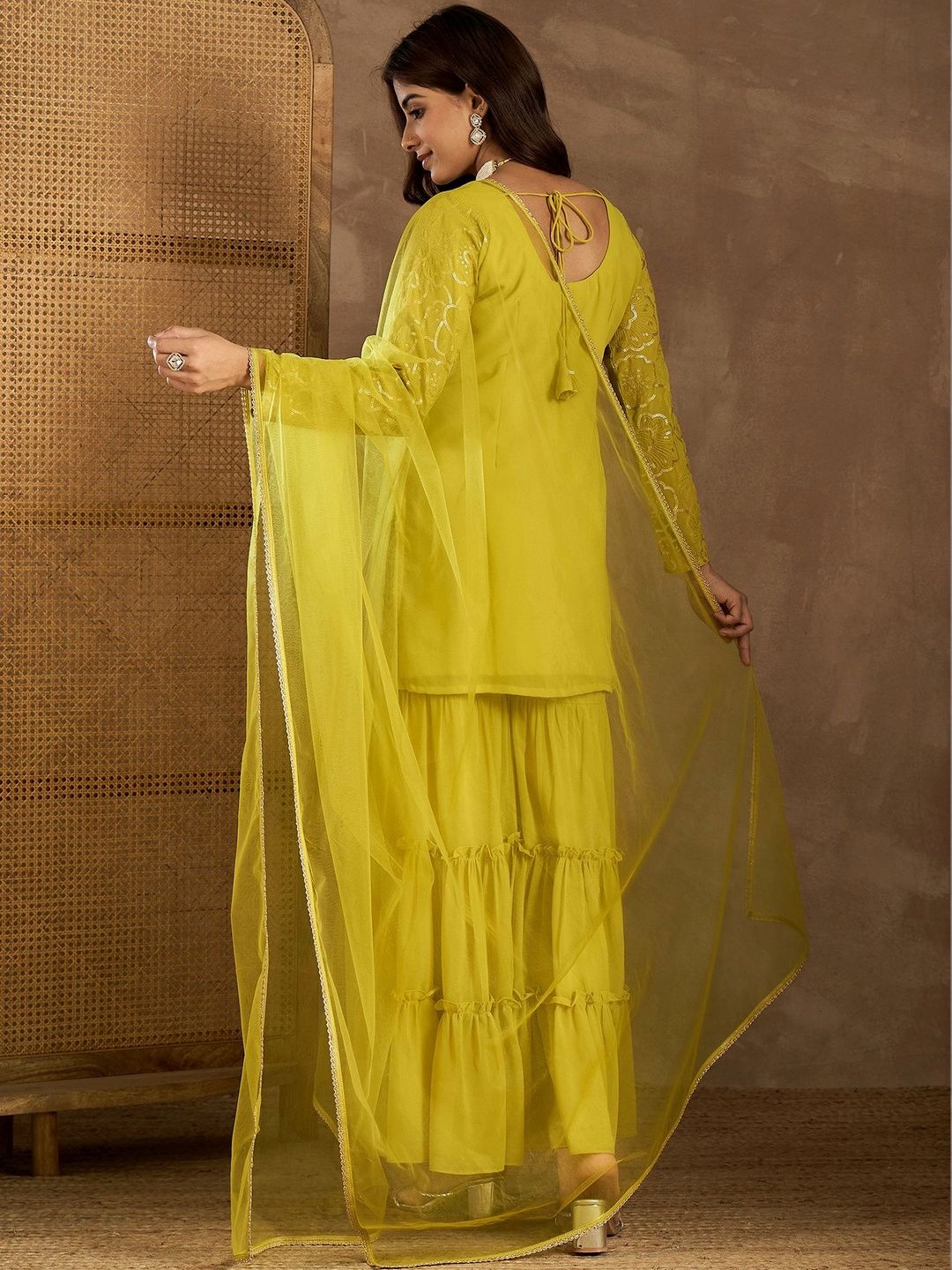 Dhiyona HOP Embroidered Kurta With Sharara & Dupatta