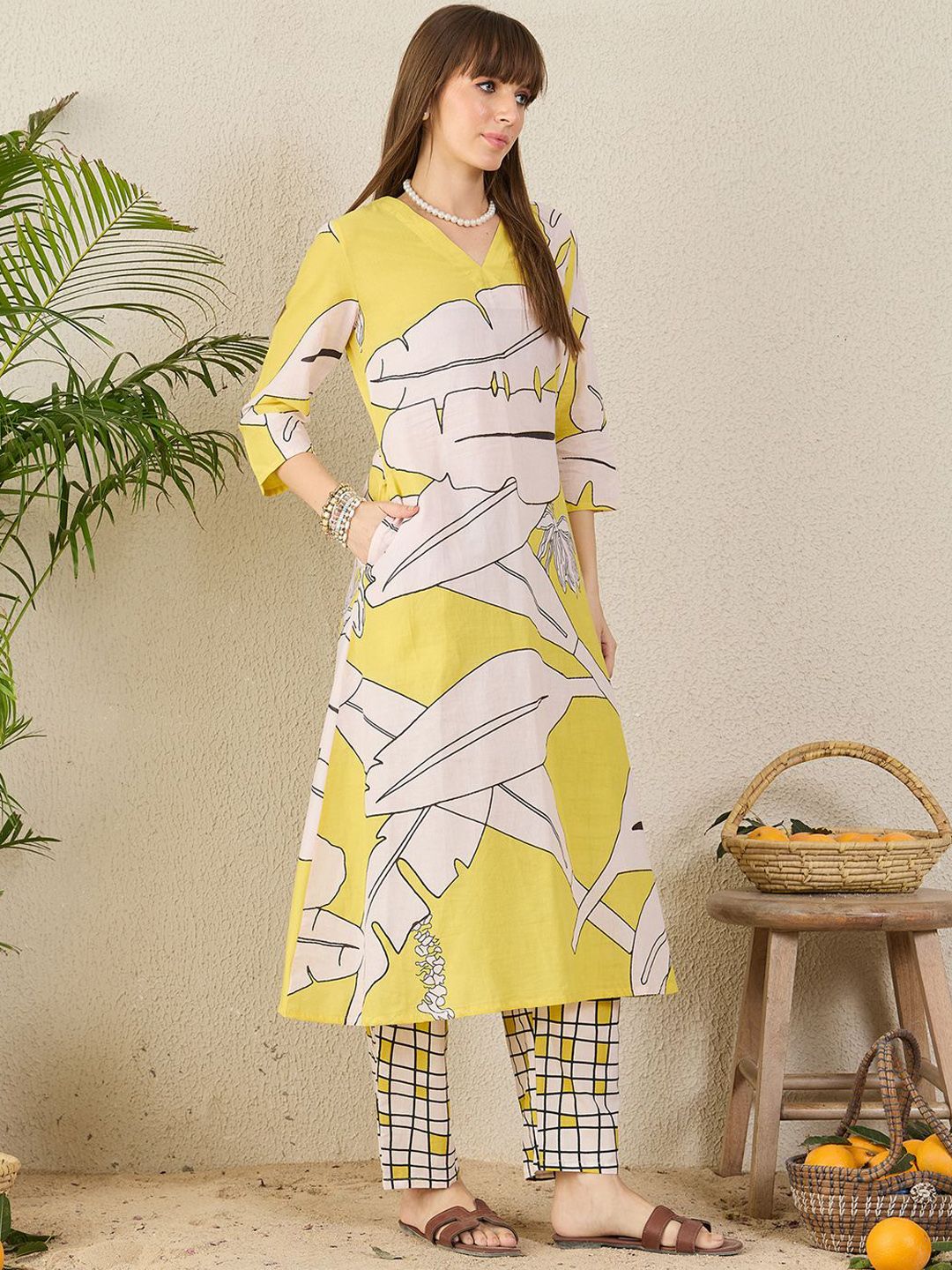 Dhiyona IE Printed Pure Cotton Tunic With Trousers