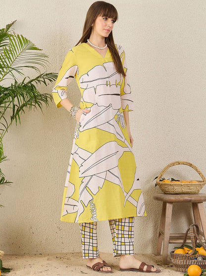 Dhiyona IE Printed Pure Cotton Tunic With Trousers