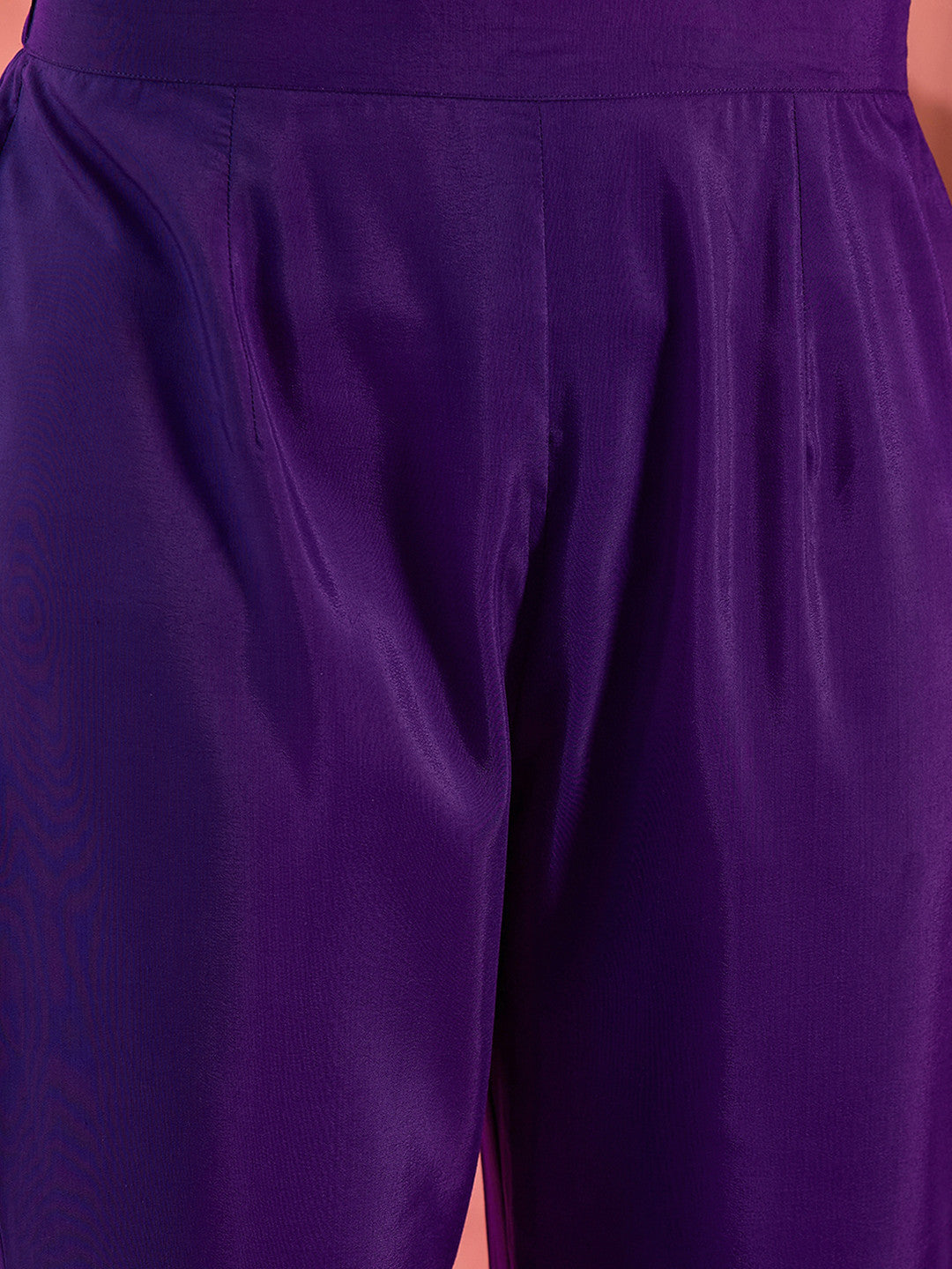 Purple Woven Design Yoke Design Kurta With Trouser And Dupatta et