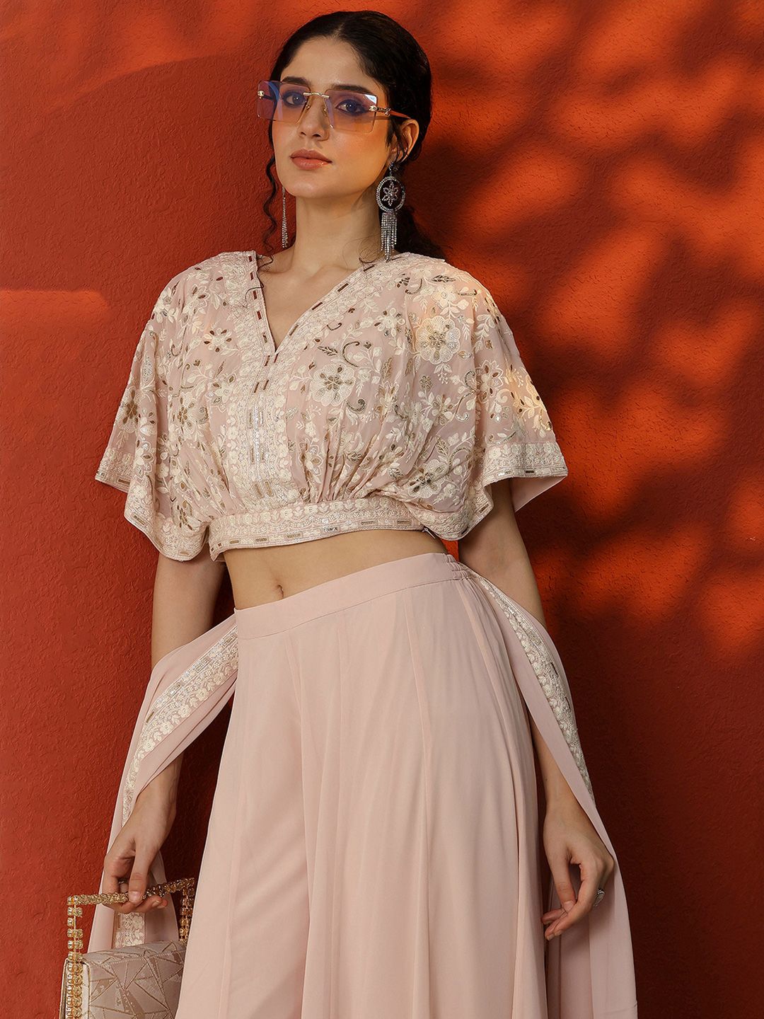 Dhiyona LL Ethnic Motifs Embroidered Top & Palazzo With Dupatta