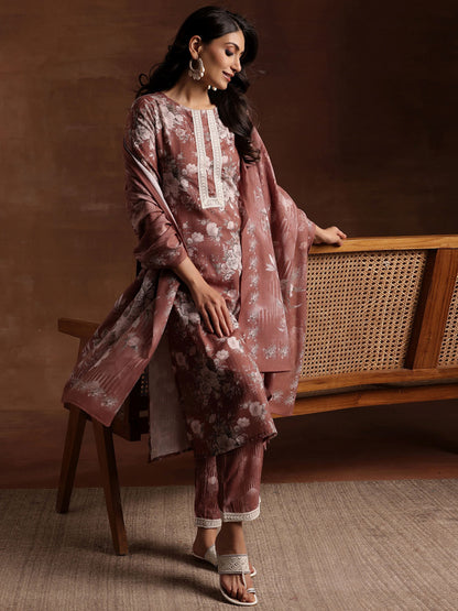 Women Floral Printed Regular Kurta with Trousers & With Dupatta