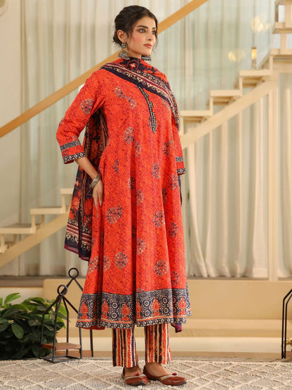 Dhiyona RR Women's Ethnic Motifs Printed Regular Pure Cotton Kurta with Trousers & With Dupatta