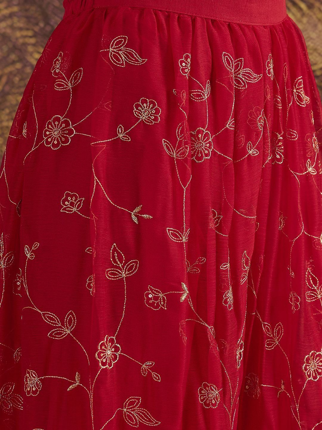 Dhiyona SN Women Ethnic Motifs Embroidered Knee Length Regular Kurta with Sharara & Dupatta
