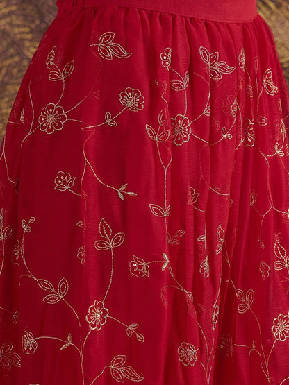 Dhiyona SN Women Ethnic Motifs Embroidered Knee Length Regular Kurta with Sharara & Dupatta