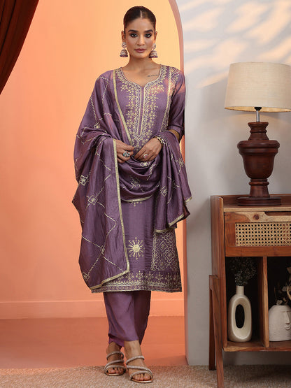 Women Ethnic Motifs Embroidered Regular Kurta with Trousers & Dupatta
