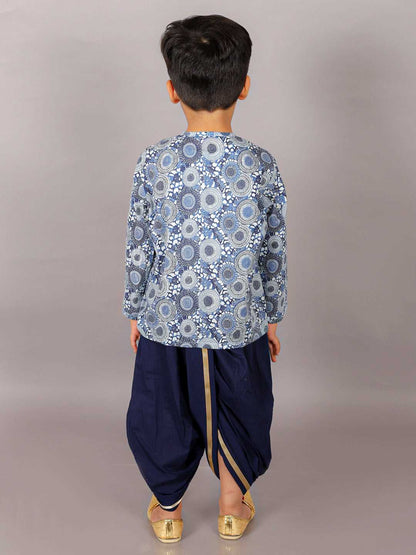 Folklore Boys Navy Kurta with Dhoti