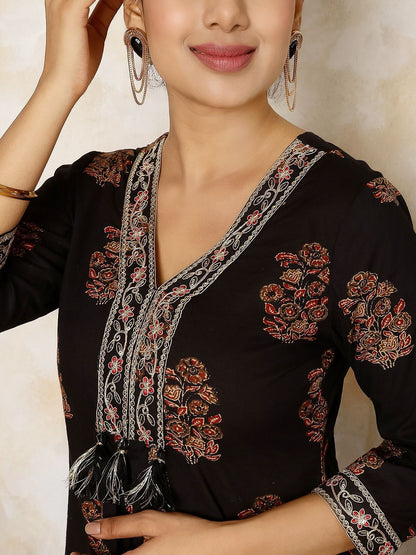 Dhiyona SN Women's Ethnic Motifs Printed Pure Cotton Anarkali Kurta with Palazzo & Dupatta