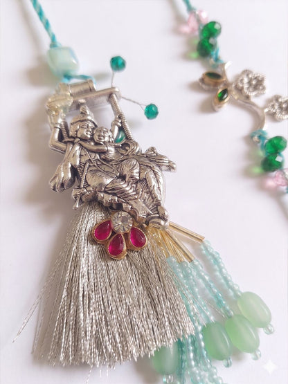 Dhiyona Set Of 2 Designer Religious Silver Toned Bhaiya Bhabhi Rakhi