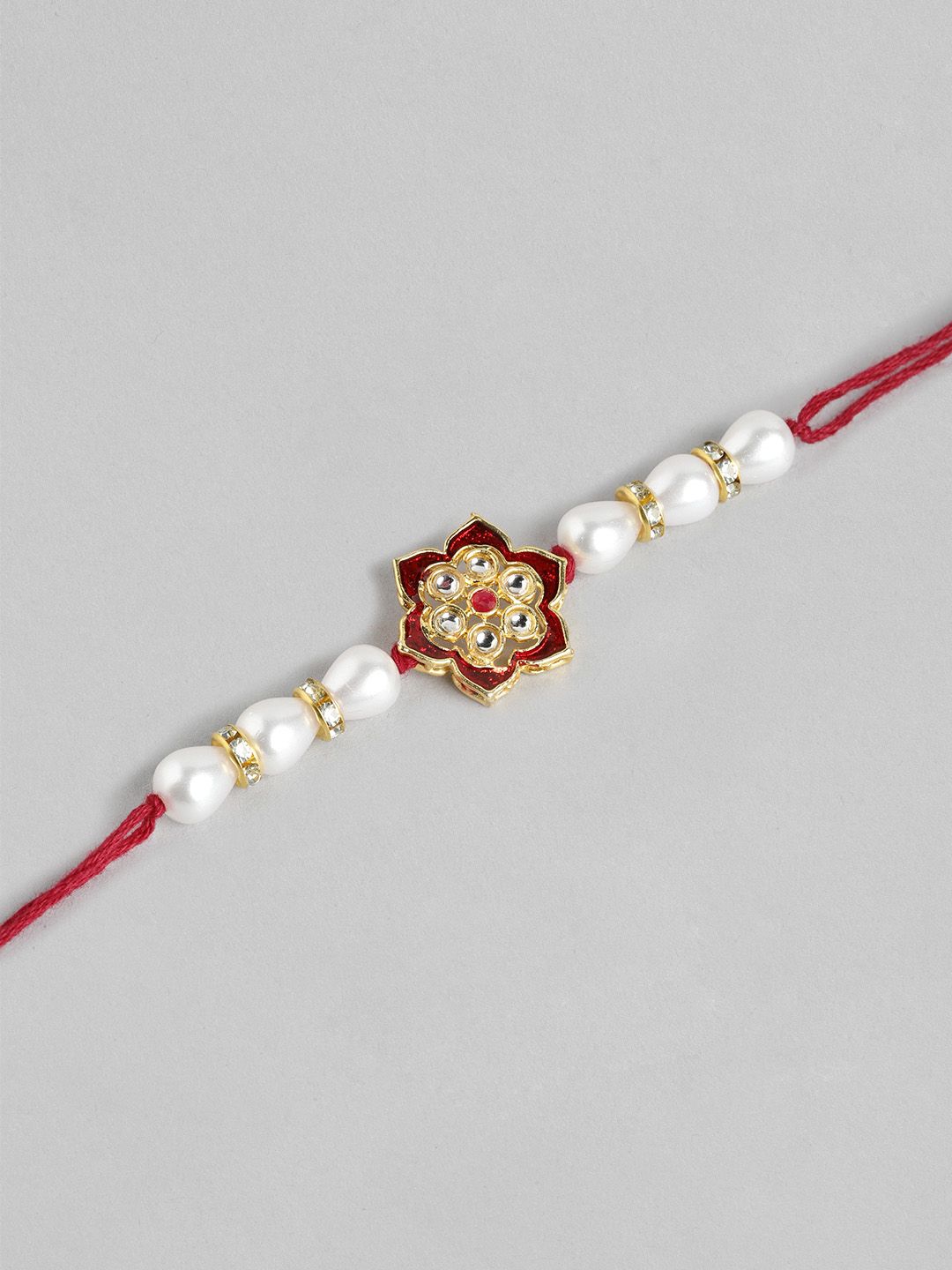 Dhiyona Unisex Set of 2 Beaded Bhai Bhabhi Rakhis With Roli & Chawal