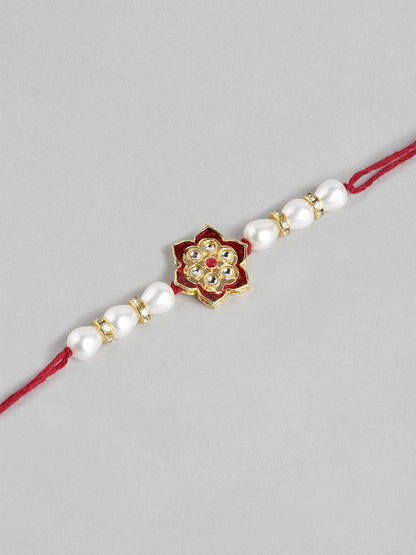 Dhiyona Unisex Set of 2 Beaded Bhai Bhabhi Rakhis With Roli & Chawal